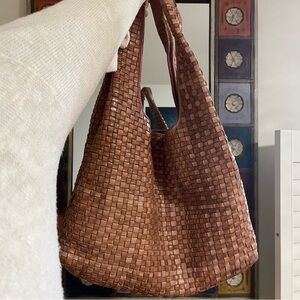 Large Woven Leather Tote Bag